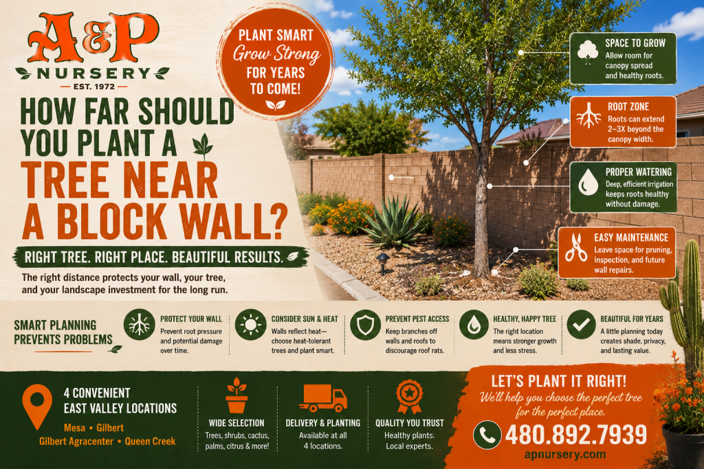 How Far Should A Tree Be From A Block Wall?